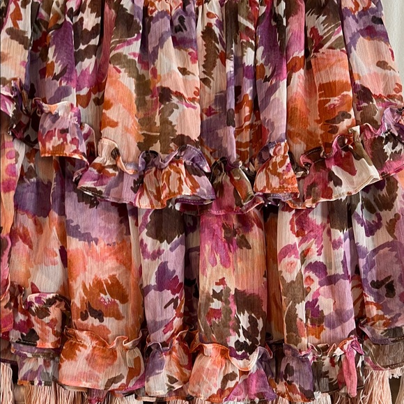 Floral Tiered Ruffle Mini Skirt - Pink & Purple size XS NWT - Picture 2 of 2